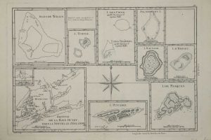 Isles de Wallis/ I. Turtle/ I. des Cocos/ I. des Traitres/ Palmerston I/ I. Sauvage/ I. D`Hervey/ Esquisse de la Baye Dusky, dans la Nouvelle Zeelande/ I. Pitcairn/ I. de Pasques