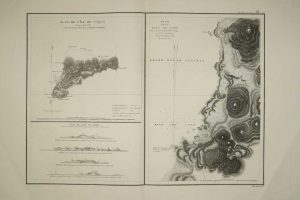 Plan de l'Ile de Paque [on sheet with] Plan de la Baie de Cook Situee a la Cote Occid. l'Ile de Paque [and] Vues de l'Ile de Paque