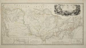 Carte itineraire de Prince Maximilian de Wied dans l'interieur de l'Amerique Septentrionale de Boston a Missouri superieur &c. en 1832, 33 et 34. Reise Charte des Prinzen Maximilian zu Wied Map to illustrate the Route of Prince Maximilian of Wied in the interior of North America. From Boston to the Upper Missouri &c. in 1832, 33 & 34.