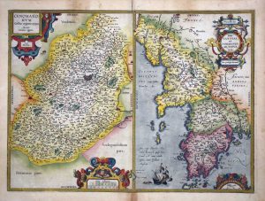 Cenomanorum Galliae Regionis, Typus. Auctore Mattheo Ogerio. La Mans. [on sheet with] Neustria. Britanniae, et Normandiae Typus. 1594
