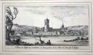 Veue particuliere de la ville de Lion, sous nostre Dame de Fouruiere/ Veue du Palais, et du Port Royal de Lion/ Veue de l'Eglise des Cordeliers, et d'une partie de la Ville de Lion sur le Rosne