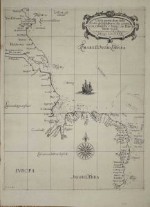 Carte particolare della Costa di Inghilterra che comincia con Orfordness e Finisce con Flamborow heade ... di Europa Carta XXXII