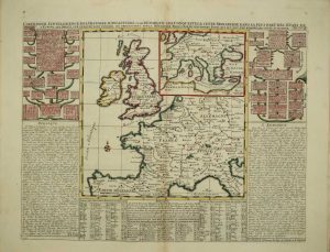Carte pour l'Intelligence de l'Histoire d'Angleterre ou on Remarque les Conquestes de cette Monarchie dans la Plus Part des Etats de l'Europe ...