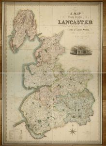 Map of the County Palatine of Lancaster Divided into Hundreds and Parishes from an accurate Survey Made in the years 1828 and 1829 By G. Hennet