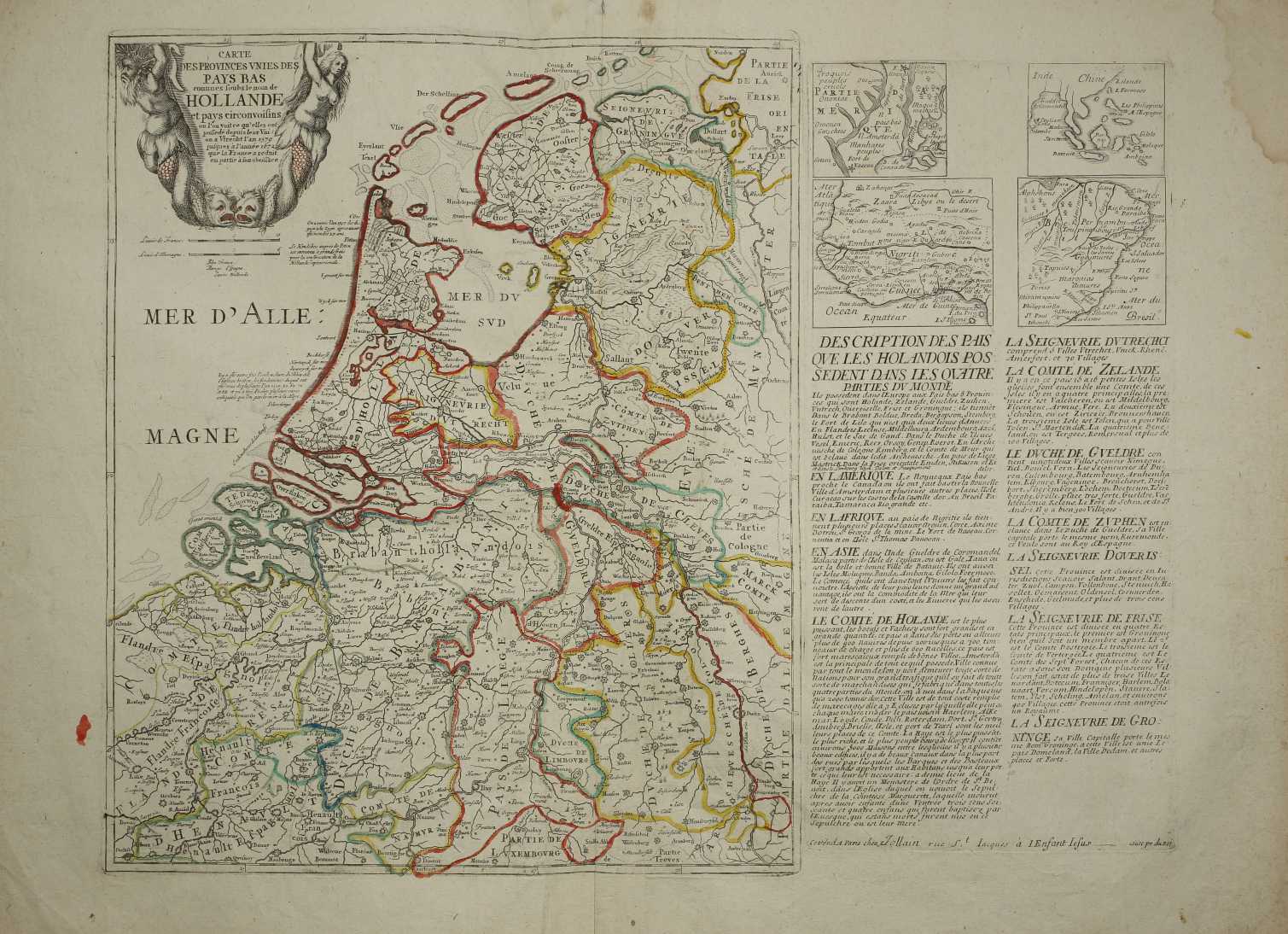 Carte des Provinces Unies des Pays Bas connues soubs le nom de Hollande et pays