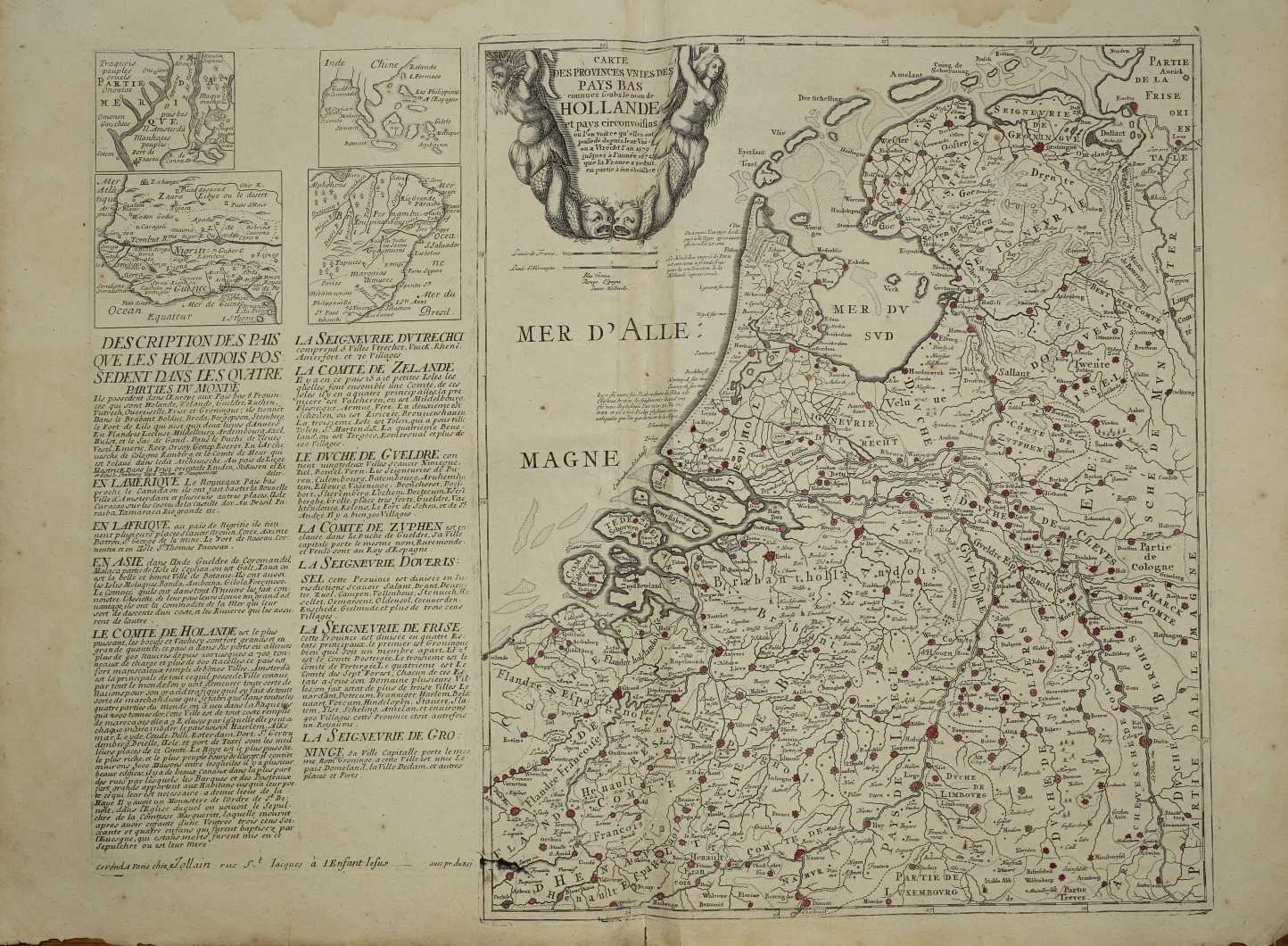 Carte des Provinces Unies des Pays Bas connues soubs le nom de Hollande et pays