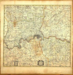 A Mapp Containing the Townes Villages Gentlemens Houses Roads Rivers Woods and other Remarks for 20 Miles Round London