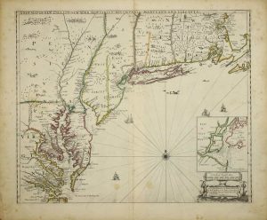 A New Map of New England. New York. New Iersey. Pensilvania. Maryland. and Virginia