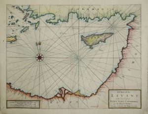 A Chart of the Levant or the Sea Coast of Egypt Syria Caramania and the Island Cyprus newly Corrected by Iohn Gaudy