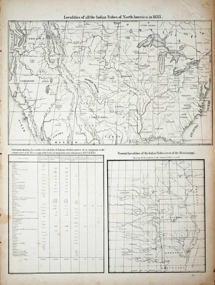 Localities of All the Indian Tribes of North America in 1833 [on sheet ...