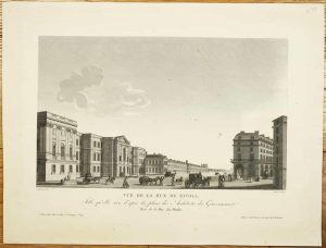 Vue de la Rue de Rivoli, Telle qu'elle sera d'apres les plans des Architects du Gouvernement. Prise de la Rue des Poulies