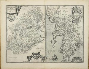 Cenomanorum Galliae Regionis, Typus. Auctore Mattheo Ogerio. La Mans. [on sheet with] Neustria. Britanniae, et Normandiae Typus. 1594