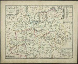 Surriae Comitatus Continens in Seoppida Mercatoria VII Ecclesias Parochiales CXL