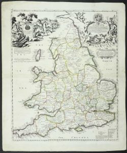 A Travelling Mapp of England Containing the Principall Roads wch are laid down with the Comensurated Distances Expressed by pricks which are miles with a stroke at every 10 miles ...