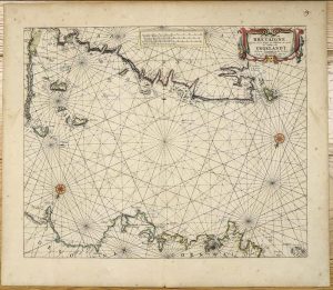 De Zee Custen van Bretaigne. Tusschen C. de la Hague en Heyssant als mede de Custen van Engelandt. Tusschen Poortlandt en de Sorlinges