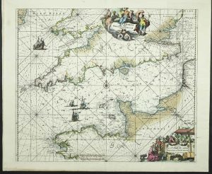 Canalis inter Angliae et Galliae Littora. Pascaert van't Canaal tusschen Engeland en Vranckryck