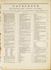 Catalogue du fonds du Sieur Lattre