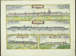 Novesium vulgo Neus ... [on sheet with] Verona, nunc Bonna ... [and] Brula, vulgari Idiomate Broell [and] Sontina, Zunss ...