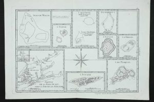 Isles de Wallis/ I. Turtle/ I. des Cocos/ I. des Traitres/ Palmerston I/ I. Sauvage/ I. D`Hervey/ Esquisse de la Baye Dusky, dans la Nouvelle Zeelande/ I. Pitcairn/ I. de Pasques