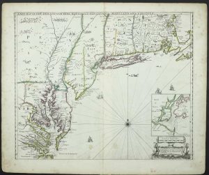A New Map of New England. New York. New Iersey. Pensilvania. Maryland. and Virginia