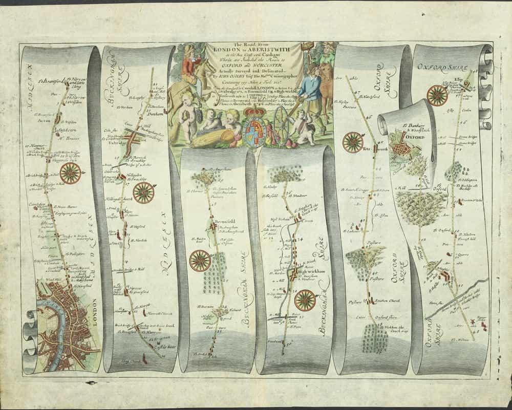 Uk Map Abbess Roding The Road from London to Aberistwith